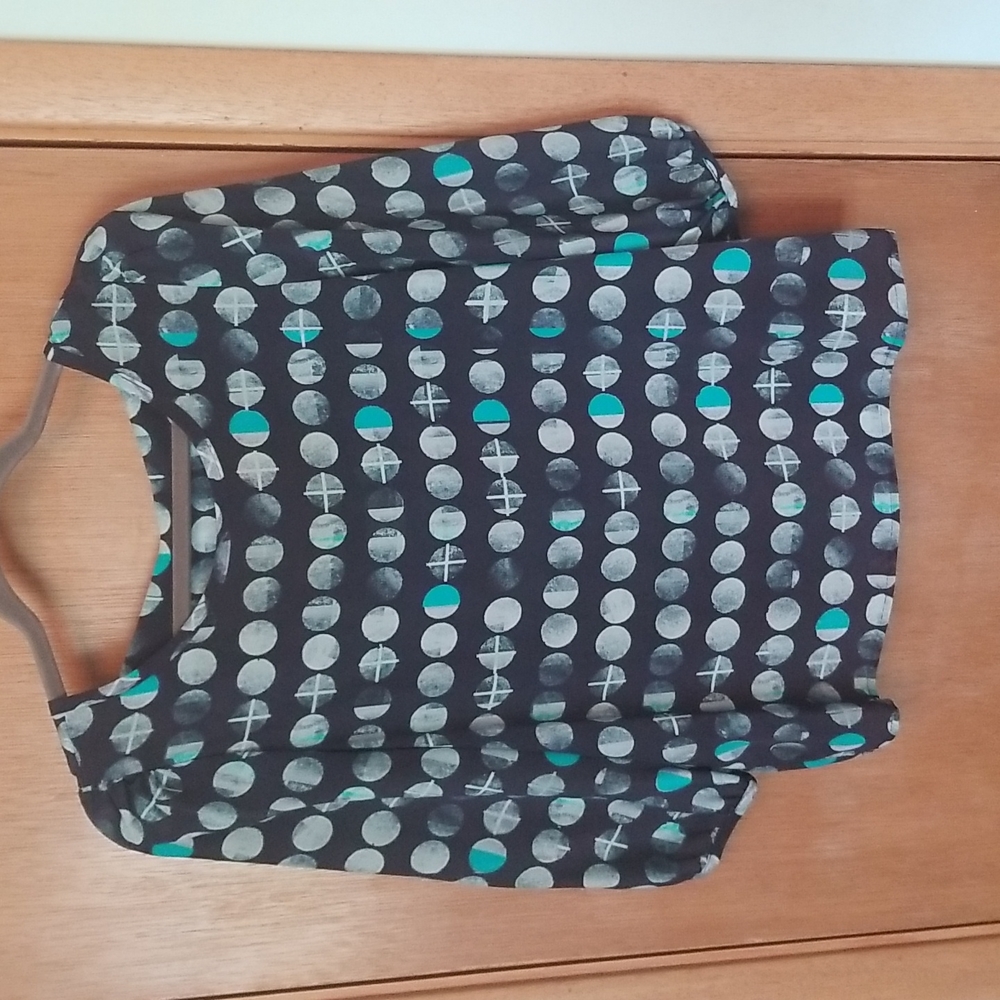 Anthropologie HD in Paris Blue Moon Phases Silk Top Shirt sz xs